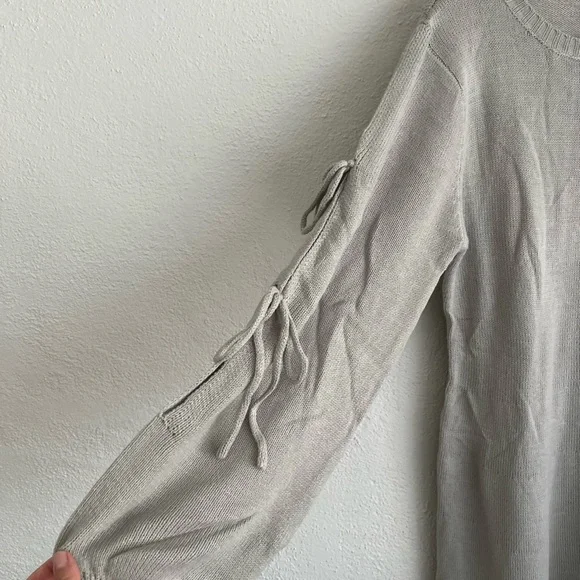 Zeagoo Woman Gray Long Sleeve Side Slit Long Sweater Dress, Size XL - Picture 6 of 9